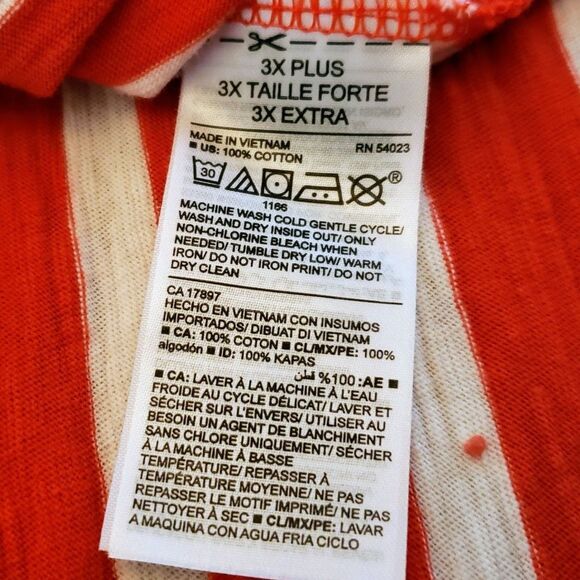 Old Navy Women Long Sleeve Striped Tee Reddish Orange & White Size 3X - Picture 8 of 8